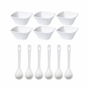 EH Vlnkovka szervírozó tálak és kanálkészlet négyzet, 12 db kép