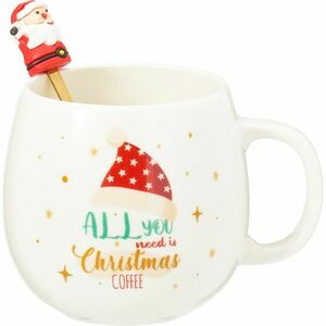 Santa karácsonyi porcelán bögre kanállal 550 ml kép
