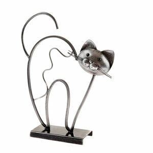 Fém macska állva, talapzaton, 31, 5 cm kép