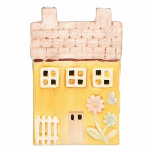 Kerámia házikó LED-del, 11 x 7 x 16 cm, tavasz, sárga kép