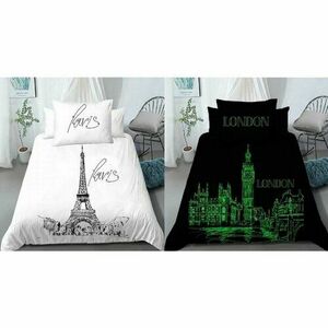 Egy nap Párizsban, egy éjszaka Londonban pamut ágyneműhuzat, 140 x 200 cm, 70 x 90 cm kép