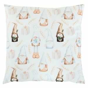 Párna karácsonyi motívummal, karácsonyi manók 45 x45 cm, fehér kép