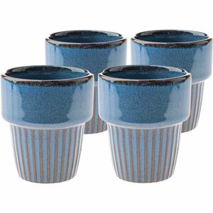 4 db Rustik kerámia bögre szett 100 ml, kék kép