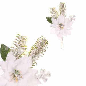 Mikulásvirág műág tűlevelekkel, fehér, 25 cm kép