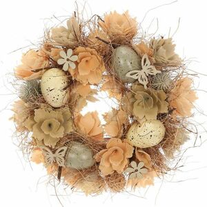 Húsvéti koszorú tojásokkal, virágokkal éspillangókkal , átmérő 25 cm kép