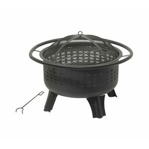 Hordozható fa tűzrakóhely rostéllyal fekete 13012 kép