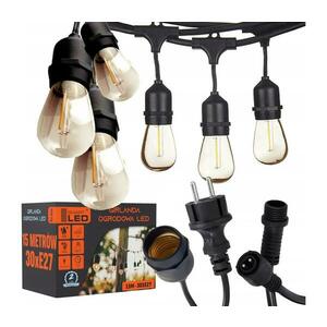 SmartLED LED kültéri dekorációs fényfüzér 30xE27/1W/230V 16, 44 m IP44 fekete 4535 kép