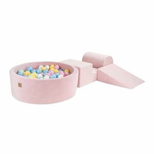 Rózsaszín bársony habszivacs játszótér 4 db-os magasság 30 cm 225x90 cm Montessori – Meowbaby kép