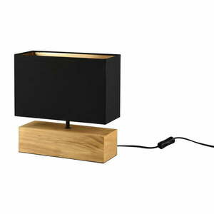 Fekete-natúr színű asztali lámpa textil búrával (magasság 30 cm) Woody – Reality kép