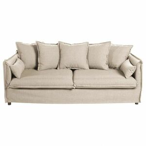 3 személyes szövet kanapé, párnákkal, krémszínű - GOBI - Butopêa kép