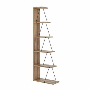 Könyvespolc, fém díszítéssel, diófa - SIROCCO - Butopêa kép