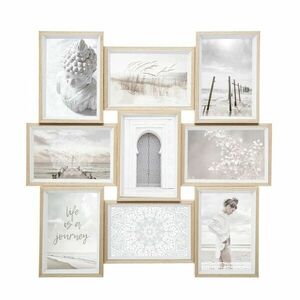 Fali képkeret, 9 db képnek, 45x45 cm, natúr fa - VOYAGES - Butopêa kép