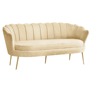 Luxus kanapé, 3 személyes, bézs Velvet szövet/arany, Art-deco, NOBLEO TYP 2 kép