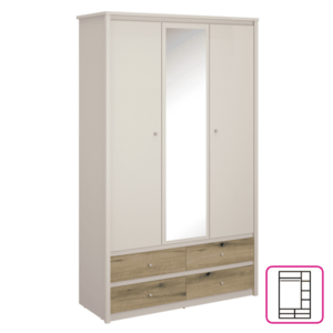 Szekrény tükörrel, kasmír/evoke tölgy, KAROS 3D4S kép