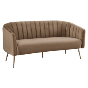 Design 3-as ülés kanapé, barna bársony szövet/arany króm-arany, BAGY kép