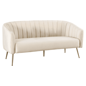 Design 3-as ülés kanapé, bézs Velvet szövet/gold króm-arany, BAGY kép