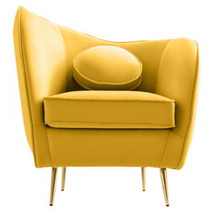 Dizájn fotel, sárga Velvet szövet/gold arany króm, EZIO kép