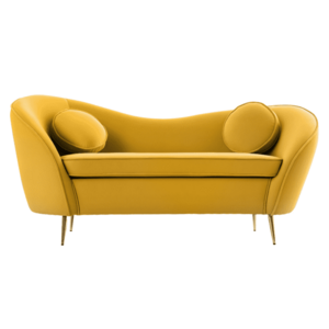 Kétszemélyes dizájn kanapé, sárga Velvet szövet/gold arany króm, EZIO TYP 2 kép