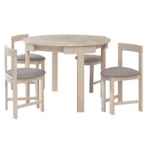 Étkezőgarnitúra 1+4, tömörfa, fehér faminta/szürkésbézs, DOMIO kép