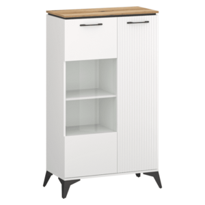 Alacsony vitrin, fehér/evoke tölgy, VELIS 1D1W kép