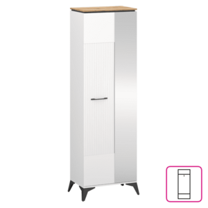 Szekrény tükörrel, fehér/evoke tölgy, VELIS 1D/40 kép