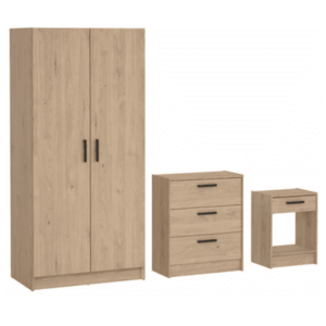 Bútorszett (szekrény, komód, éjjeliszekrény), hickory tölgy, ESCAPE 95077 kép