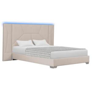 Ágy ágyráccsal és LED világítással, 160x200, bézs Velvet szövet, ALTESA kép