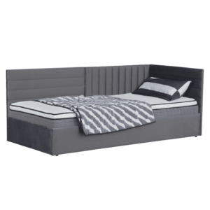 Ágy ágyráccsal, 90x200, szürkésbarna Taupe Velvet szövet, MEVIA kép