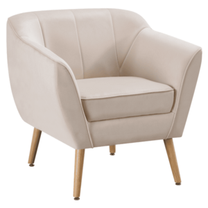 Design fotel, bézs Velvet szövet/természetes, VIODA kép