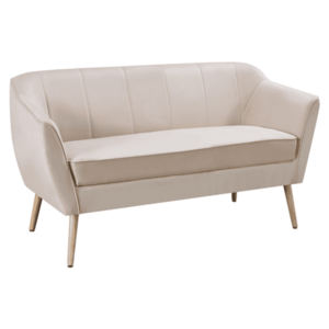 Design 2 személyes kanapé, bézs Velvet szövet/természetes, VIODA kép