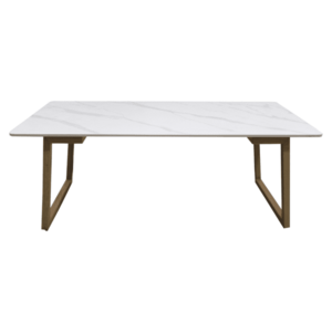 Dohányzóasztal, fehér márvány/bükk, DEMIAN kép