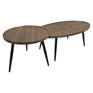 Dohányzóasztalok, 2 db-os szett, tölgy/fekete, SILVIO kép