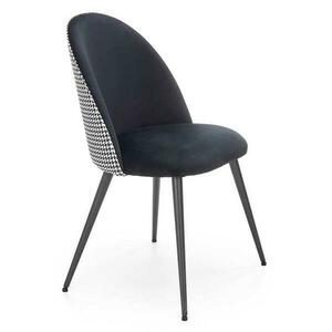 Szék K478 velvet/szövet/fém fekete/fehér 49x54x84 kép
