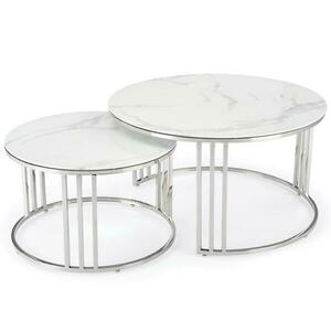 Dohányzóasztal Mercury 2 fehér márvány/ezüst 60/80 kép