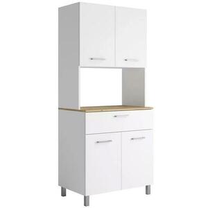 Pohárszék Milano fehér munkalap tölgy artisan kép