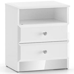 Éjjeliszekrény Glamour 04 Fényes fehér kép