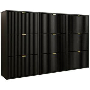 Cipőszekrény Laro Iii Függő Fekete/Fekete/Aranysárga kép