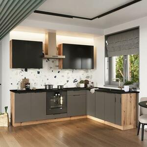 Konyhabútor Isabel Fekete borsó 2, 0 X 2, 6 Tölgy Artisan/Mocca Grey kép