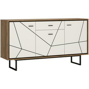 Komód Brolo BROK04 3D1S tölgy catania/fekete gyöngy/mdf fehér HG kép