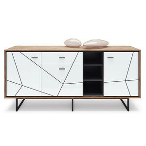 Komód Brolo BROK06 3D1S tölgy catania/fekete gyöngy/mdf fehér HG kép