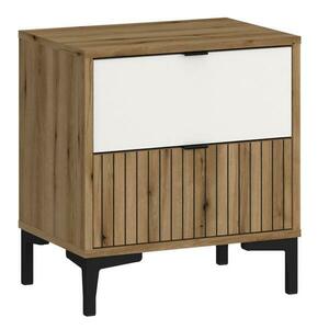 Éjjeliszekrény Ricko RIKK06 2S alpesi fehér/tölgy coast evoke/túlnyomtatás kép