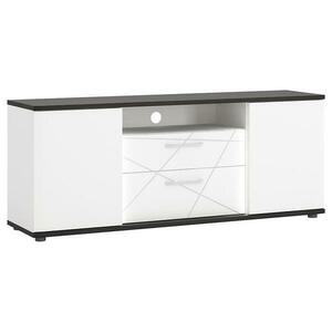 Komód RTV Venezia VENF01 2D2S fehér alpesi/tölgy vicenza fekete/mdf fehér L kép