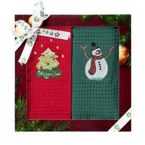 Konyhai törlőkendő készlet, 2 db 50x70 cm piros/zöld kép