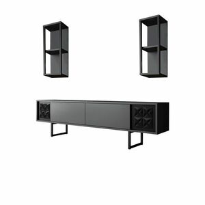 Line Anthracite and Black TV-állvány polcokkal kép