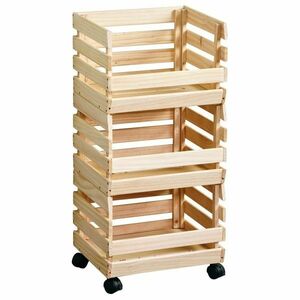 Kesper 69581 Gyümölcs- és zöldségtartó állványkerekekkel, fenyő, 80 x 37 x 30 cm kép