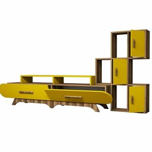 TV-szekrény Flora S Yellow and Walnut kép