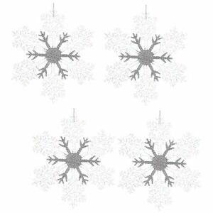 Karácsonyi dekorációs készlet Hópehely, 4 db, fehér, 23 x 1 x 26 cm kép