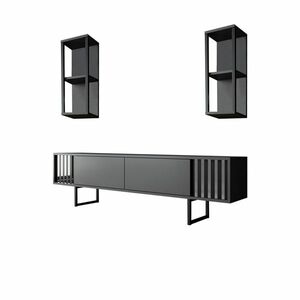 TV-állvány polcokkal Chrome Anthracite and Black kép