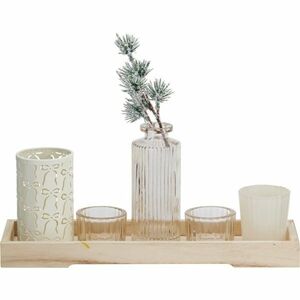 Gyertyatartó szett fa tálcán Winter Time, 6 db, 10, 5 x 32, 5 cm kép