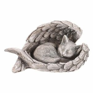 Tiszteletteljes dekoráció Macska szárnyakkal, polirezín, szürke, 13 x 7 x 8 cm kép